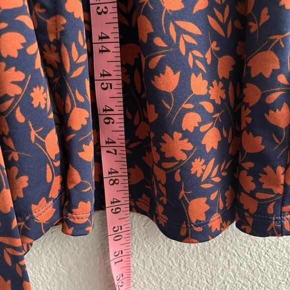 Eloquii Navy and Rust Long Sleeve Floral Button Front Shirt Dress Size 20 - Picture 6 of 6